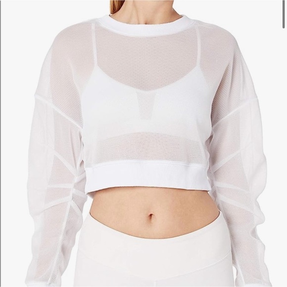 ALO Yoga Tops - ALO YOGA Women's ROW Sheer Mesh Cropped Long Sleeve Pullover Sz S